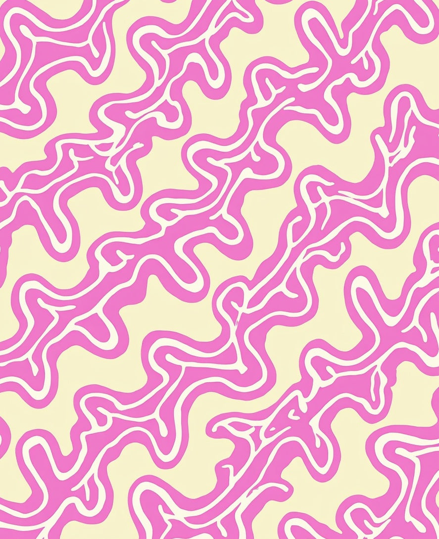 Abstract Pink Wavy Swirl Pattern Rug