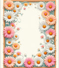 Pastel Daisy Floral Border Pattern Rug