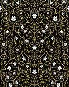 Golden Floral Swirl Pattern Rug