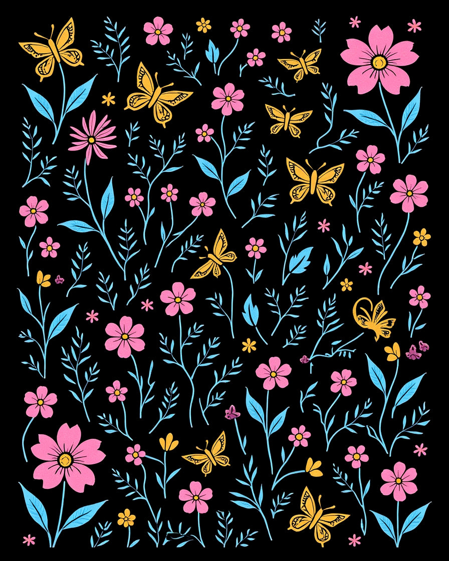 Whimsical Butterflies Floral Pattern Rug