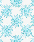 Blue Daisy Floral Tiling Rug