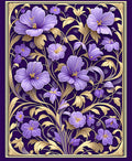 Lavish Purple Floral Golden Vine Rug