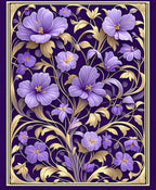 Lavish Purple Floral Golden Vine Rug