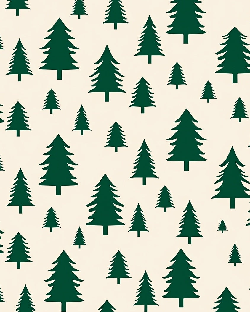 Green Tree Patterned Cream Rug