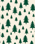 Green Tree Patterned Cream Rug