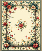Vintage Floral Vine Frame Rug