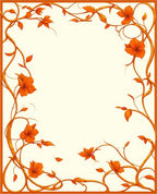 Ornate Orange Floral Vines Rug