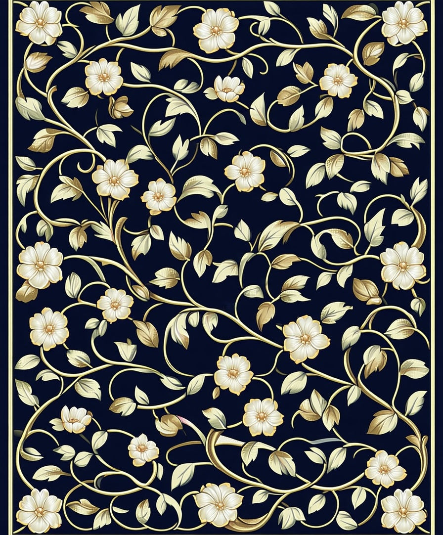 Elegant Floral Vine Pattern Rug