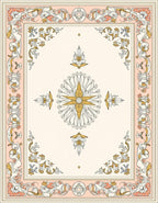 Ornate Floral Border medallion Design Rug