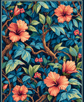Tropical Hibiscus Floral Pattern Rug