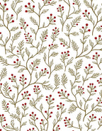 Elegant Red Berry Vine Illustration Rug