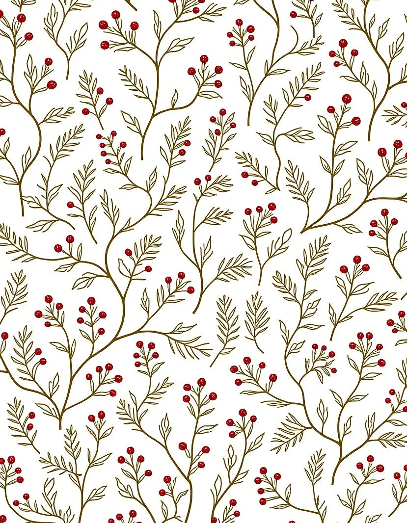 Elegant Red Berry Vine Illustration Rug
