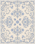 Blue Floral Symmetry Patterned Rug
