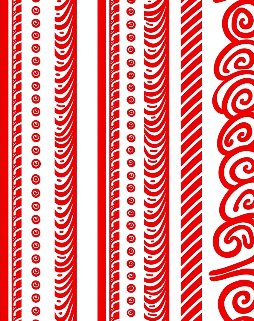 Bold Red Stripe And Swirl Borders Rug