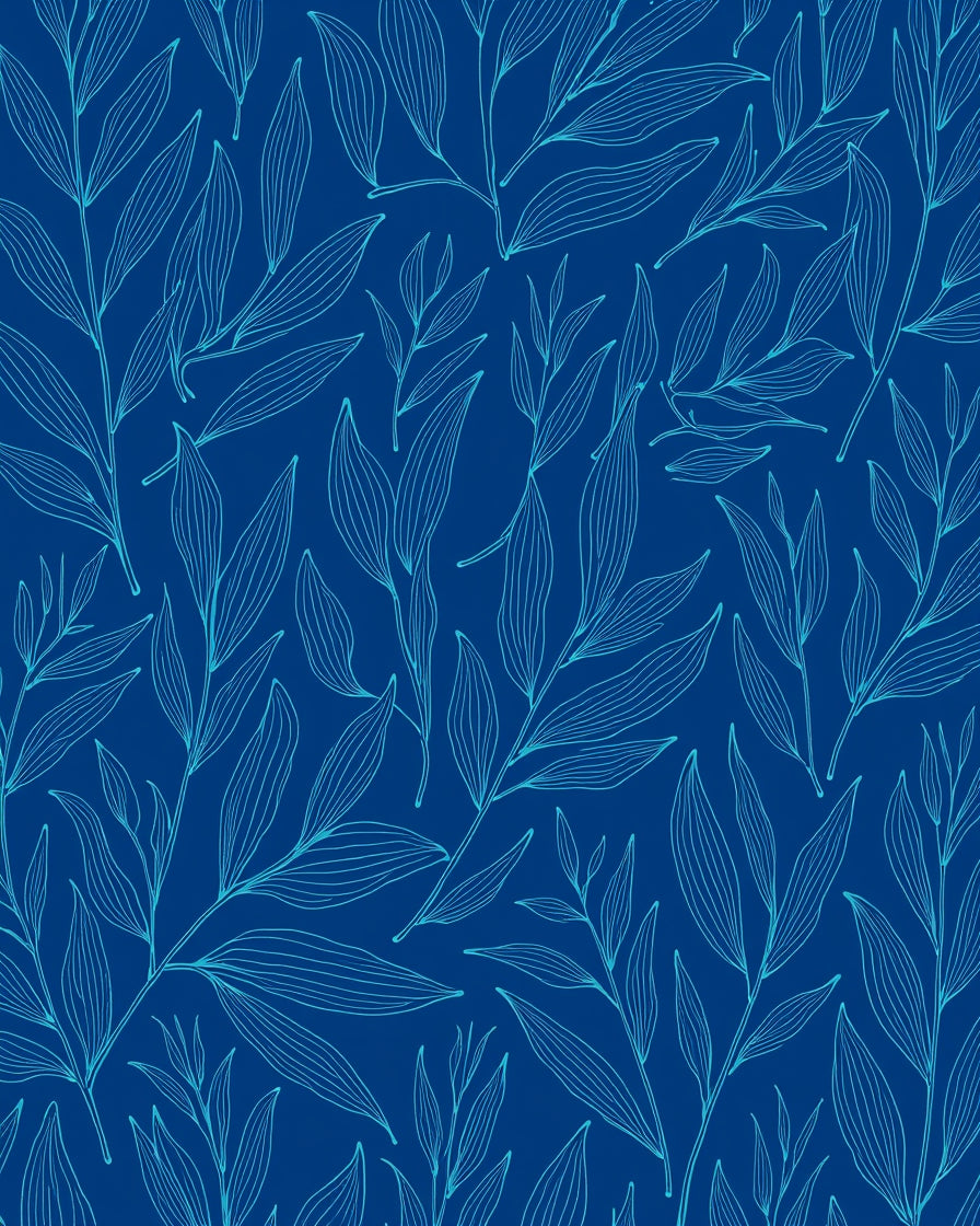 Abstract Botanical Teal Design Rug
