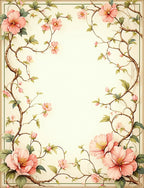 Elegant Pink Floral Vine Pattern Rug