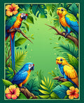 Tropical Rainforest Parrot Floral Pattern Rug