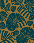 Modern Teal Leaf Pattern Rug