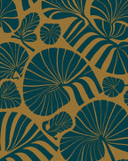 Modern Teal Leaf Pattern Rug