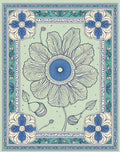 Floral Botanical Motif With Blue Accents Rug