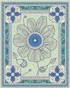 Floral Botanical Motif With Blue Accents Rug