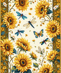 Sunny Sunflower Dragonfly Butterfly Pattern Rug