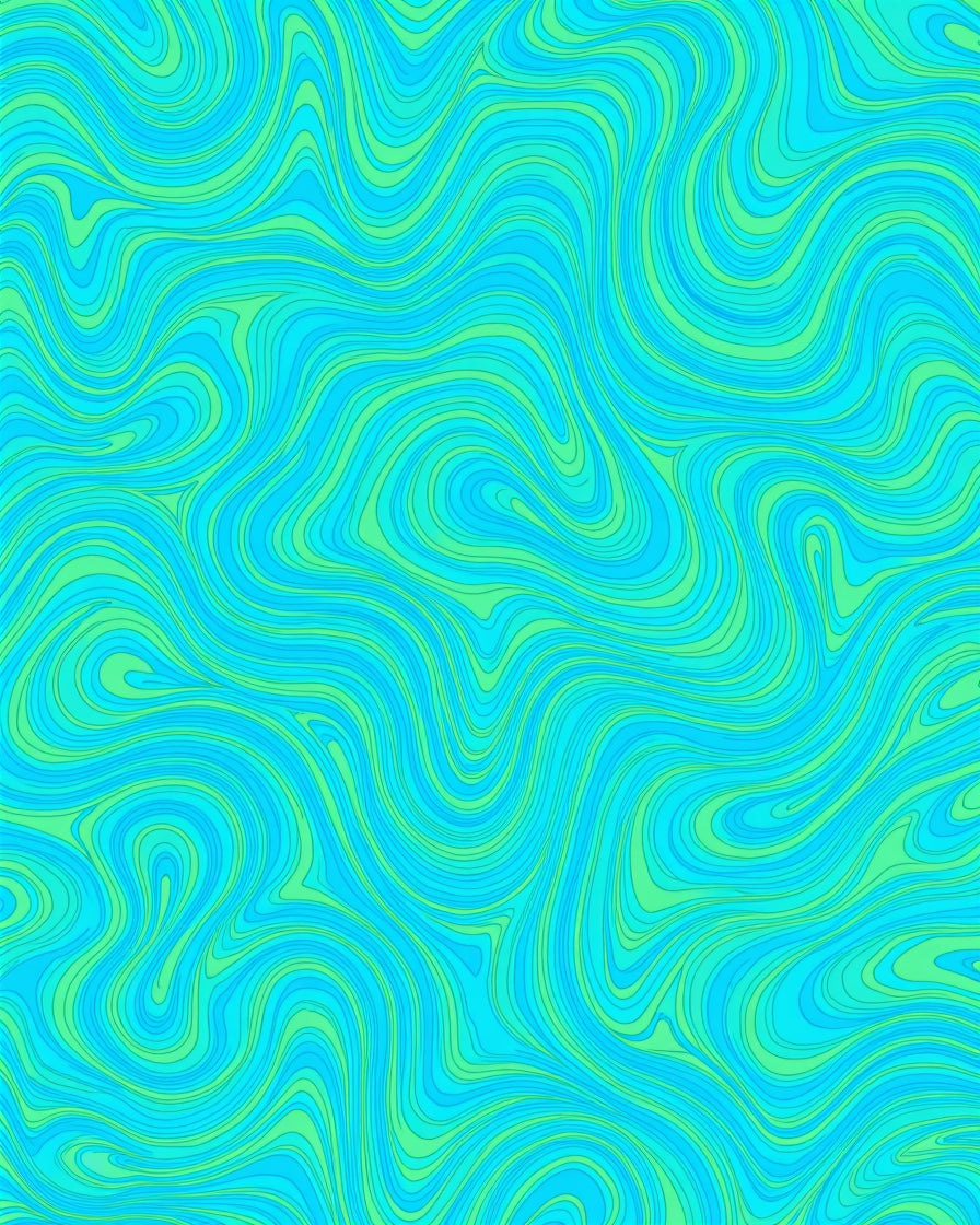 Cyan And Green Swirl Pattern Rug