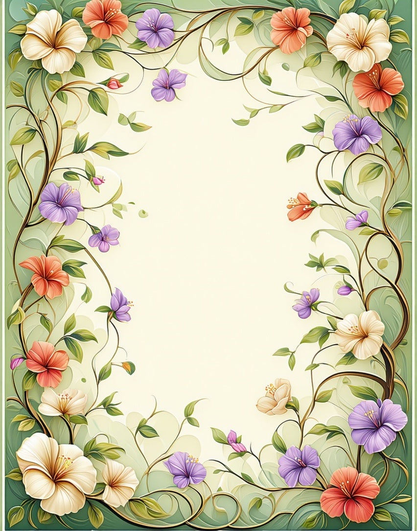 Floral Vine Leaf Patterned Rug