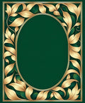 Art Nouveau Gold Leaf Green Floral Design Rug