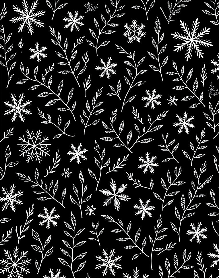 White Snowflake Branch Silhouette Rug