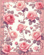 Pink Garden Rose Motif Rug