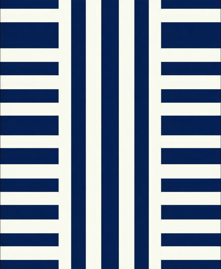 Bold Blue And White Striped Pattern Rug