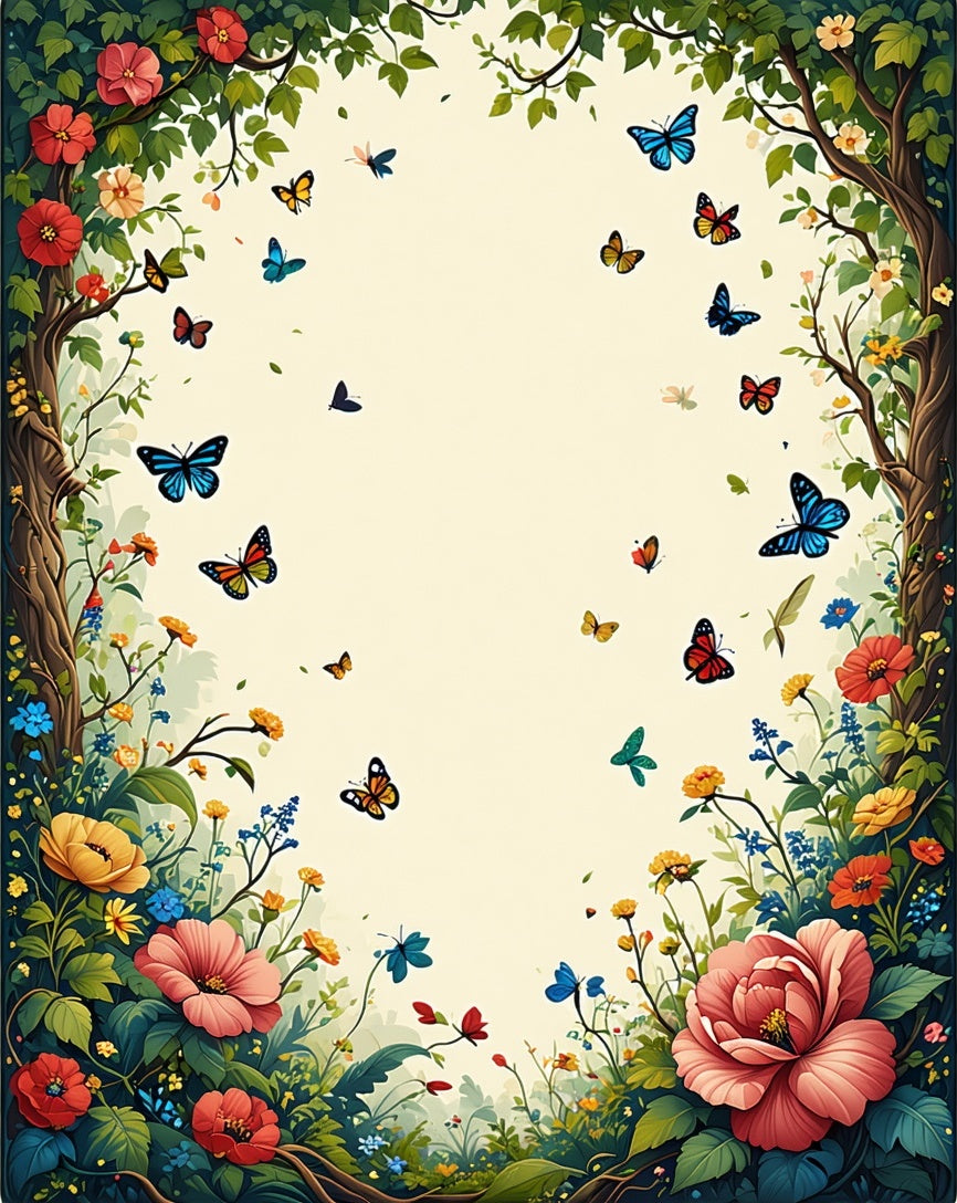 Whimsical Butterflies Bloom Garden Rug