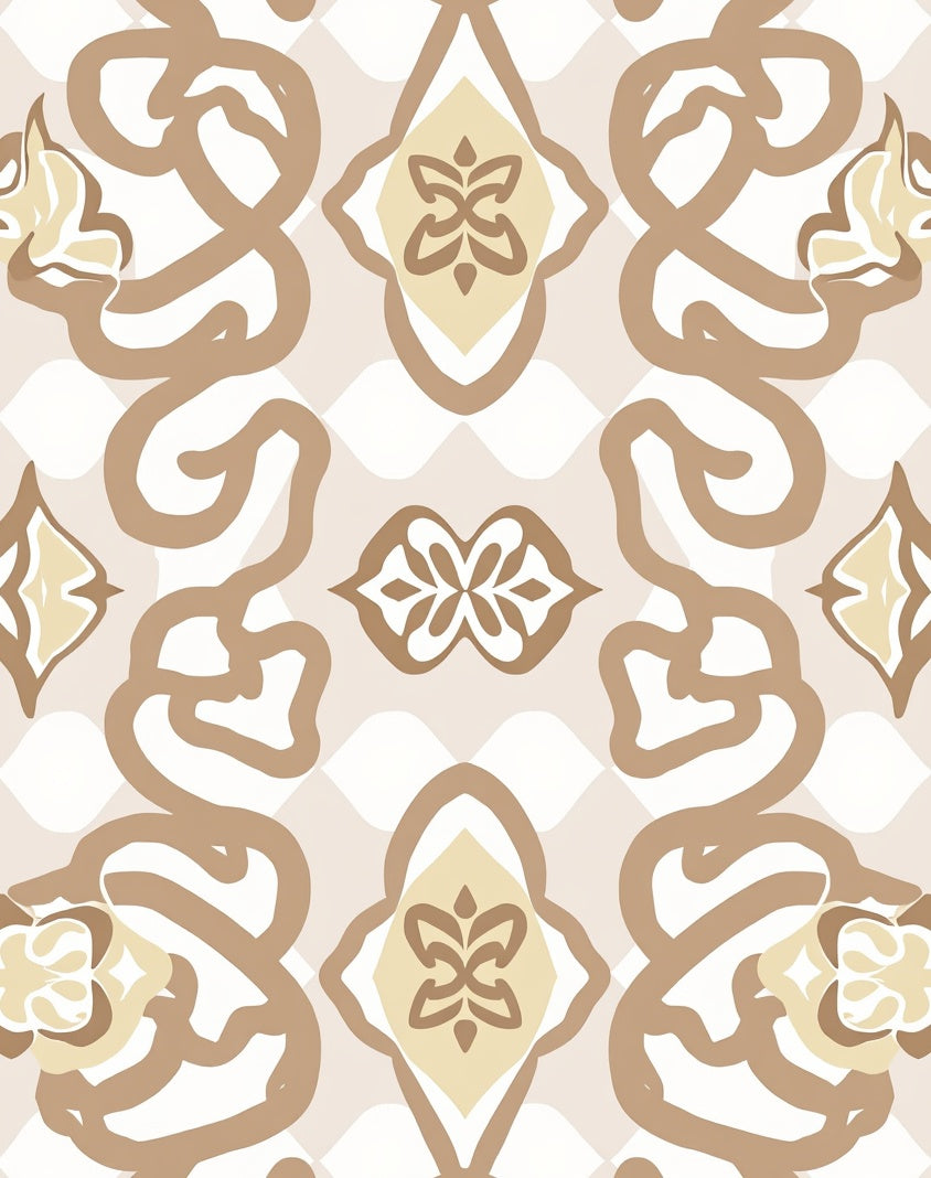 Tan And Cream Paisley Patterned Rug