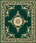 Emerald Gold Intricate Floral Border Rug