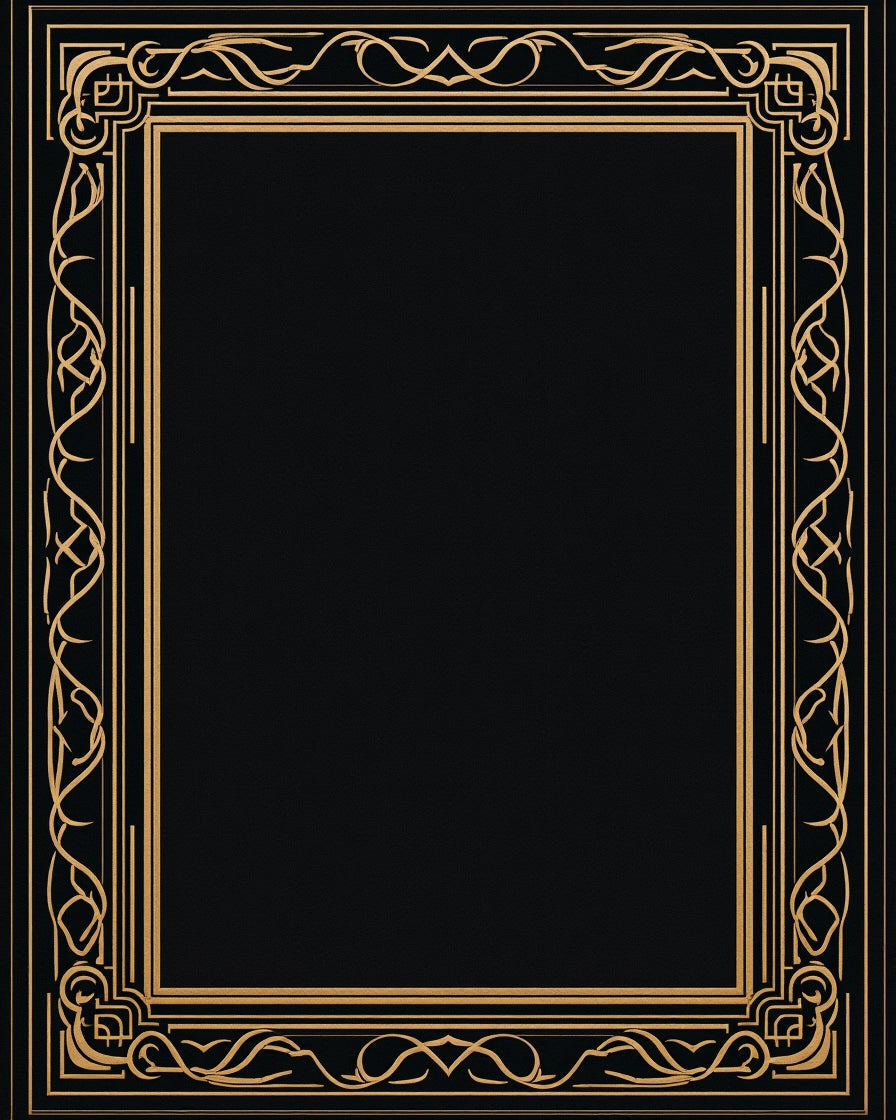 Luxury Black Gold Art Deco Frame Rug