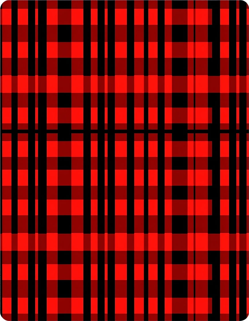 Bold Red Black Plaid Weave Rug