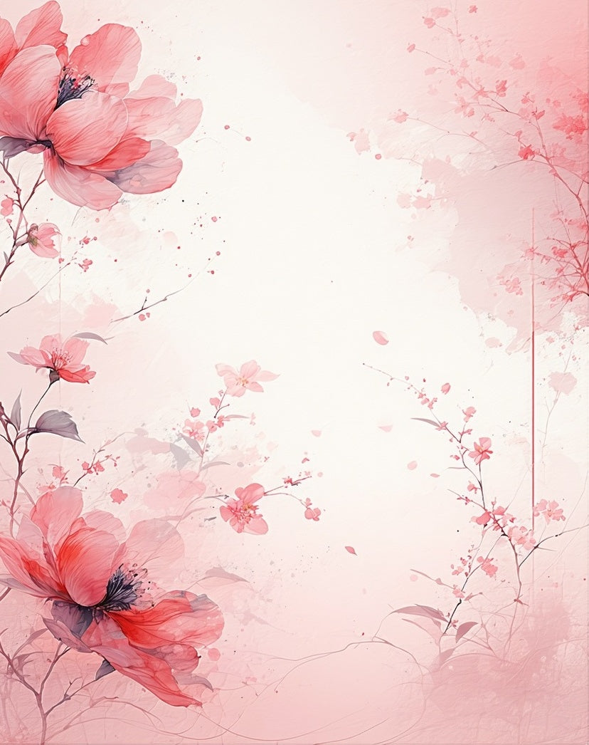 Soft Pink Floral Watercolor Design Rug