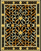 Intricate Floral Lattice Design Rug