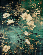 Emerald Garden Floral Gold Design Rug