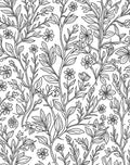 Delicate Floral Vine Outline Design Rug