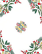 Red Berry Green Foliage Corner Medallion Rug