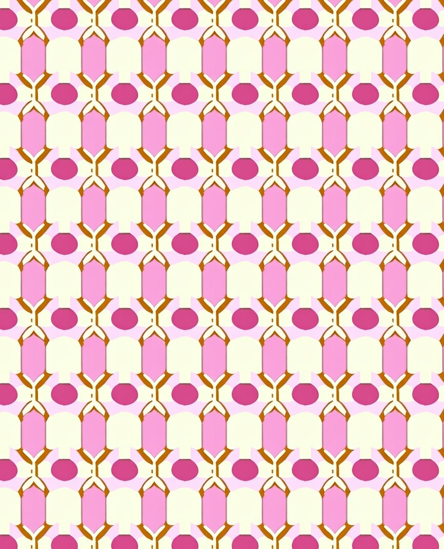Pink Geometric Lattice Pattern Rug