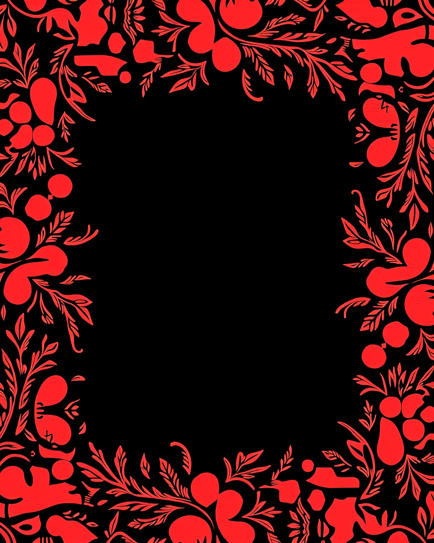 Vibrant Red Foliage Frame Rug