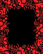 Vibrant Red Foliage Frame Rug