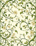 Cream Floral Vine Patterned Rug