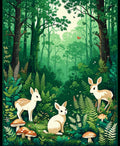 Enchanted Forest Wildlife Scene Rug