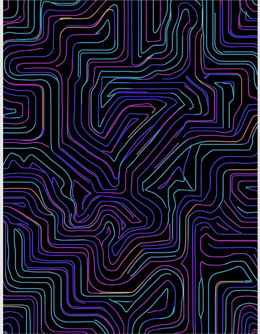 Striped Circuit Abstract Neon Lines Rug