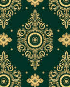 Ornate Golden Vine Mandala Pattern Rug