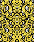 Symmetrical Yellow Black Floral Pattern Design Rug